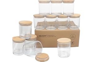 MILIVIXAY 12 Pack 10 OZ Clear Thick Glass Candle Jars with Lids - Bulk Empty Candle Jar for Making Candles - Spice, Powder Co