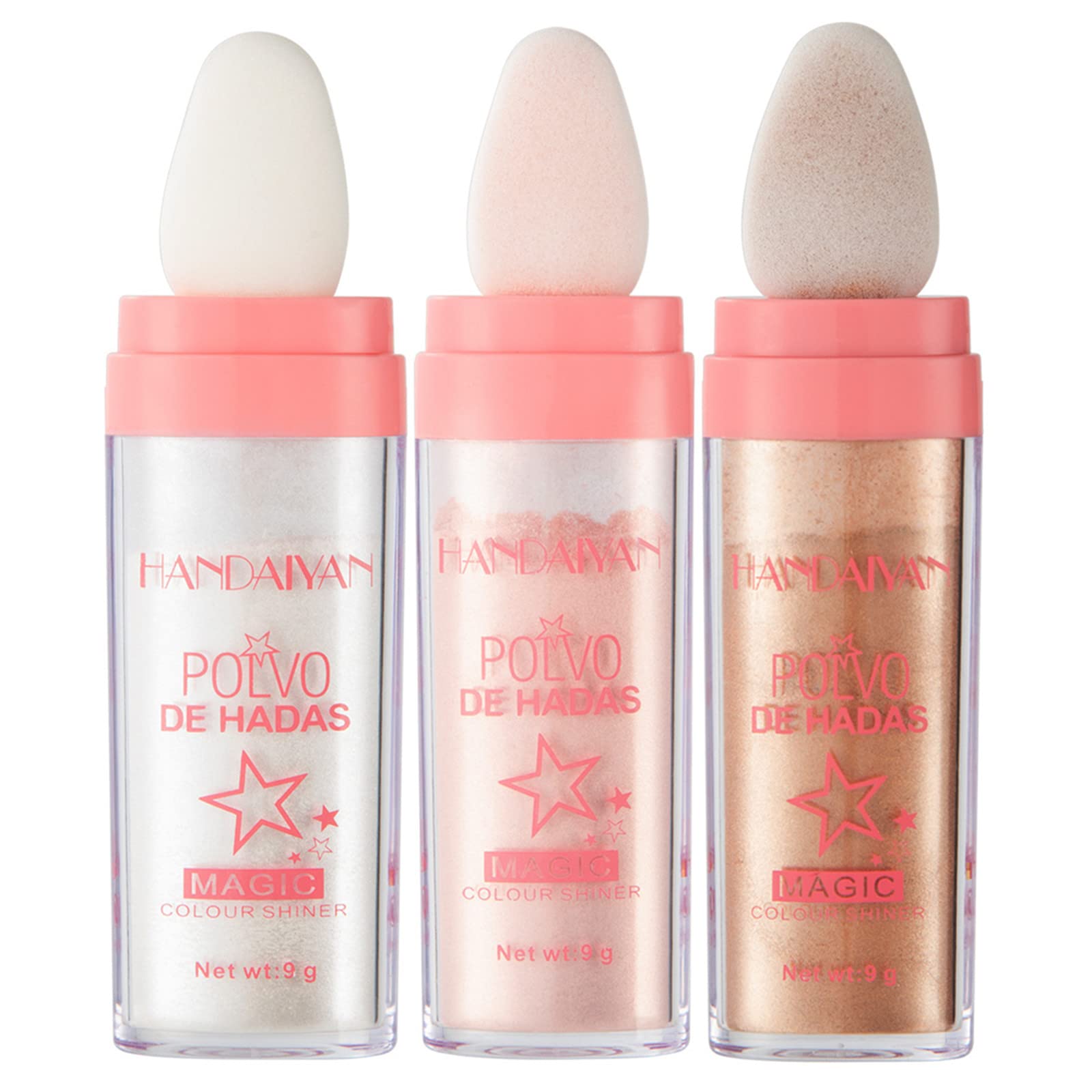 Go Ho 3 Colors Polvo De Hadas Shimmer Face Highlighter Powder Sticks,Body Glitter Highlighter Makeup,High Gloss Sparkle Loose Highlight Powder for Face Body Hair Party Makeup 01,02,03 — image 1