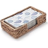 Water Hyacinth Bathroom Napkin Holder Tray Flat Napkin Basket for Table Wicker Guest Towel Holder Rectangle 9.5" x 5.5" x 2.4"