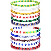Siifert 11 Pcs Ilde Pulseras Santeria Handmade Unisex Stretch Bracelet | 8.6 Inch, Orula Shango Obatala Eleggua Oshun Yemaya Tribute, Seven African Power Spiritual Wear, Yoruba Sacred Beaded Jewelry