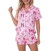SMENYITRA Cute Pj Bow Pajamas Sets for Women 2 Piece Button Up Romantic Valentine's Day Matching Sleepwear