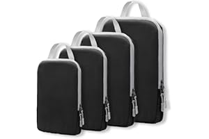 WOOMADA Compression Packing Cubes for Suitcases Travel Essentials 4 Set Expandable Travel Bags Organizer for Luggage(black)