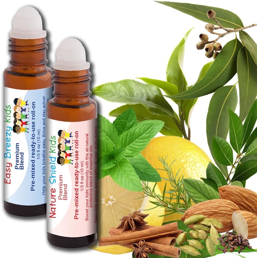 Immunity Essential Oil Immune Boosting Blend - Nature Shield Kids and Easy Breezy Kids - Kid-Ready, No Mess, Hassle-Free - Ready-to-Use, AROMATA
