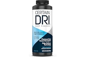 Certain Dri Foot Powder for Men & Women - Talc-Free, Maximum-Sweat Absorption & Odor Control - Calamine-Infused, Anti-Friction Formula - Gentle on Sensitive Skin - Shoe Deodorizer - 8 oz