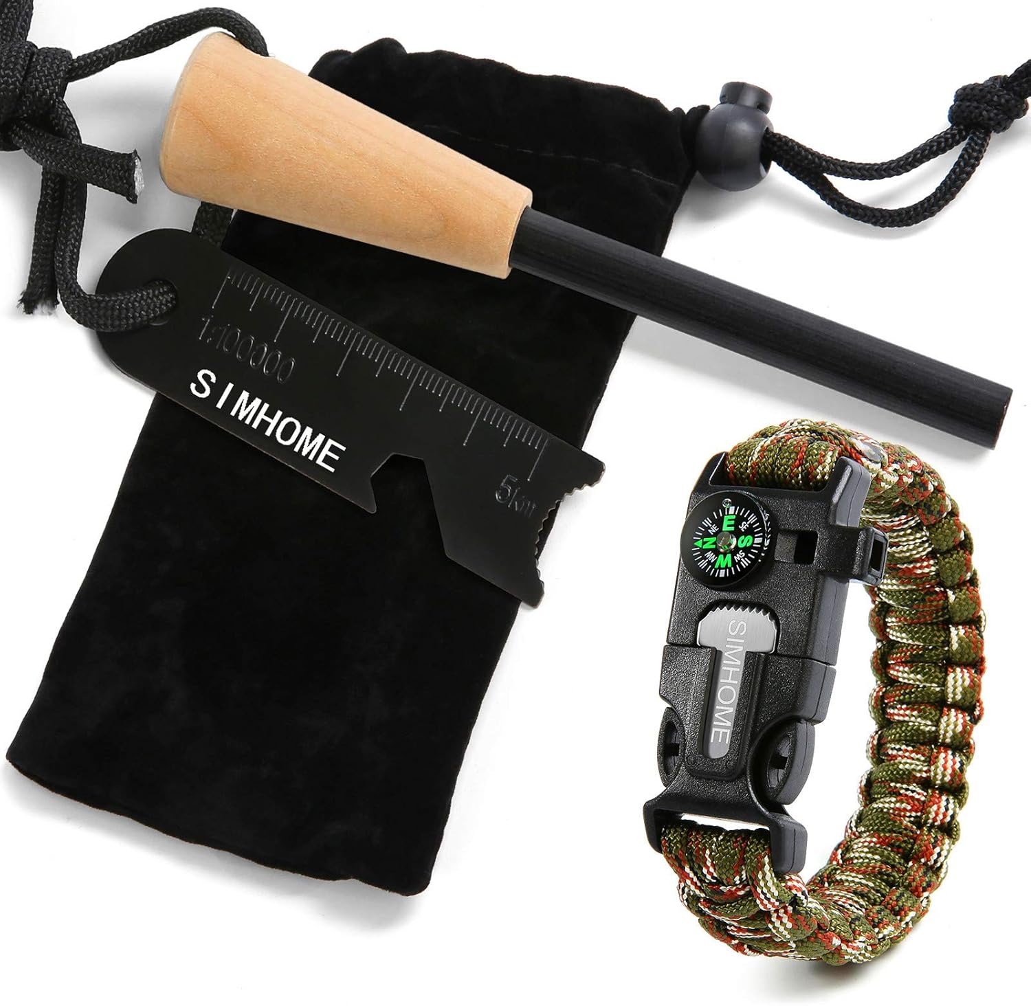 Amazon Com Best Camping Hiking Gear Gifts Outdoor Adventure Starter Kit Survival Fire Starter Gift Set Emergency Ferro Rod Kit Funny Gifts For Hikers Backpackers Outdoorsy Man Dad Son Boyfriend Husband Sports