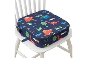 Eiury Toddler Booster Seat for Dining Table, Portable Kids Booster Seat with Safety Buckles Portable Increasing Booster Cushion with Non-Slip Bottom (Blue Dinosaur)