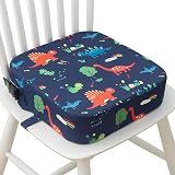 Eiury Toddler Booster Seat for Dining Table, Portable Kids Booster Seat with Safety Buckles Portable Increasing Booster Cushion with Non-Slip Bottom (Blue Dinosaur)