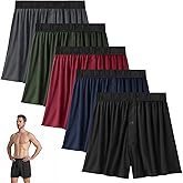 IGOLUMON Mens Boxer Shorts Underwear Soft Breathable Bamboo Rayon Boxers for Men Relaxed Fit Boxers with Button Fly 5 Pack