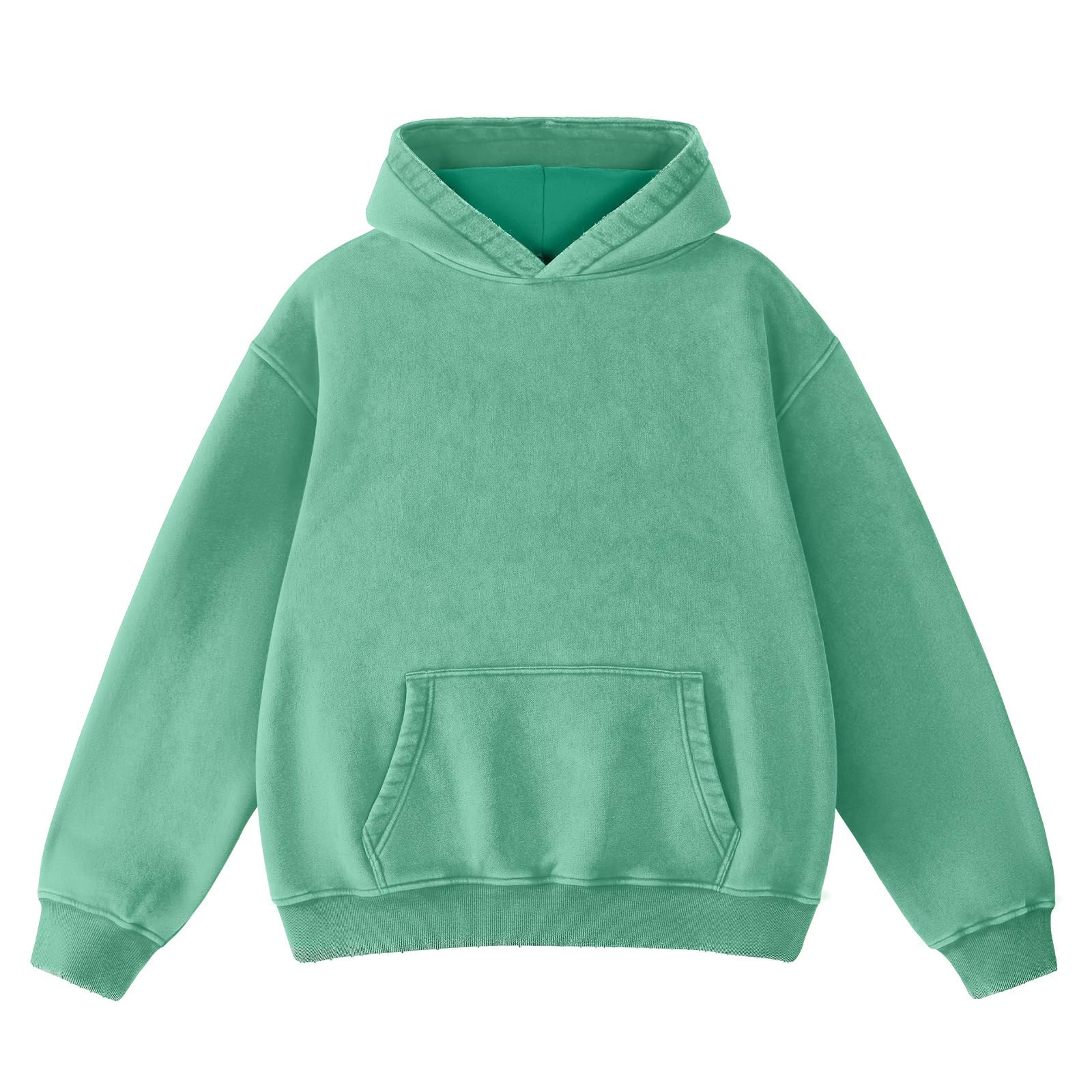 View 1 of ***(heavily used/ minor stains)***FAIABLE Womens Hoodies Oversized Unisex Acid Wash Hoodie Heavyweight Fleece Vintage Washed Distress Cotton Sweatshirt Women Men Couples Streetwear College Casual Fall Winter Autumn 2025 Mint Green Medium
