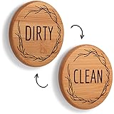 TEYGA Bamboo Magnet Clean Dirty Sign for Dishwasher