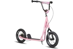 JOYSTAR Kick Scooter for Ages 5-9 Years Old Boys Girls, 12 Inch Big Wheels Scooters for Kids, Teens and Adults, Rear Brake and Adjustable Handlebar, Kids Scooter