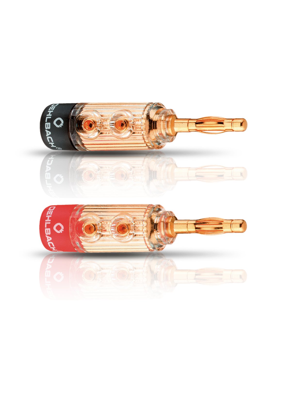 OEHLBACH XXL Fusion Banana High-End Banana Plugs for Cables up to 6 mm² Full Metal Connectors Red/Black Marking Pack of 4 Gold