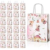 JOYGATHER 24 Pcs Fairy Party Favor Bags with Handles, Woodland Mushroom Goodie Gift Candy Treat Paper Bags for Kids Girls Baby Shower Birthday Party