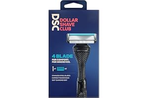 Dollar Shave Club 4-Blade Razor Starter Set for All-Terrain Shaving With Optimally Spaced Blades for Easy Rinsing 1 handle, 2x 4-blade cartridges
