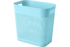 UUJOLY Plastic Small Trash Can Wastebasket, Garbage Container Basket for Bathrooms, Laundry Room, Kitchens, Offices, Kids Rooms, Dorms, (Blue, 3 gallon)