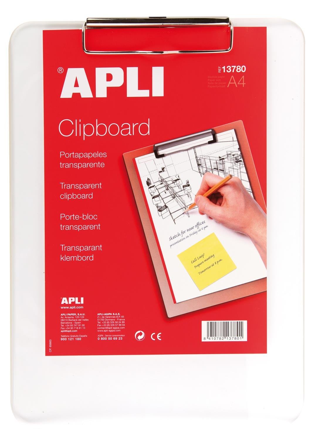 APLI 13780 – Transparent Plastic Block Holder 210 x 297 mm