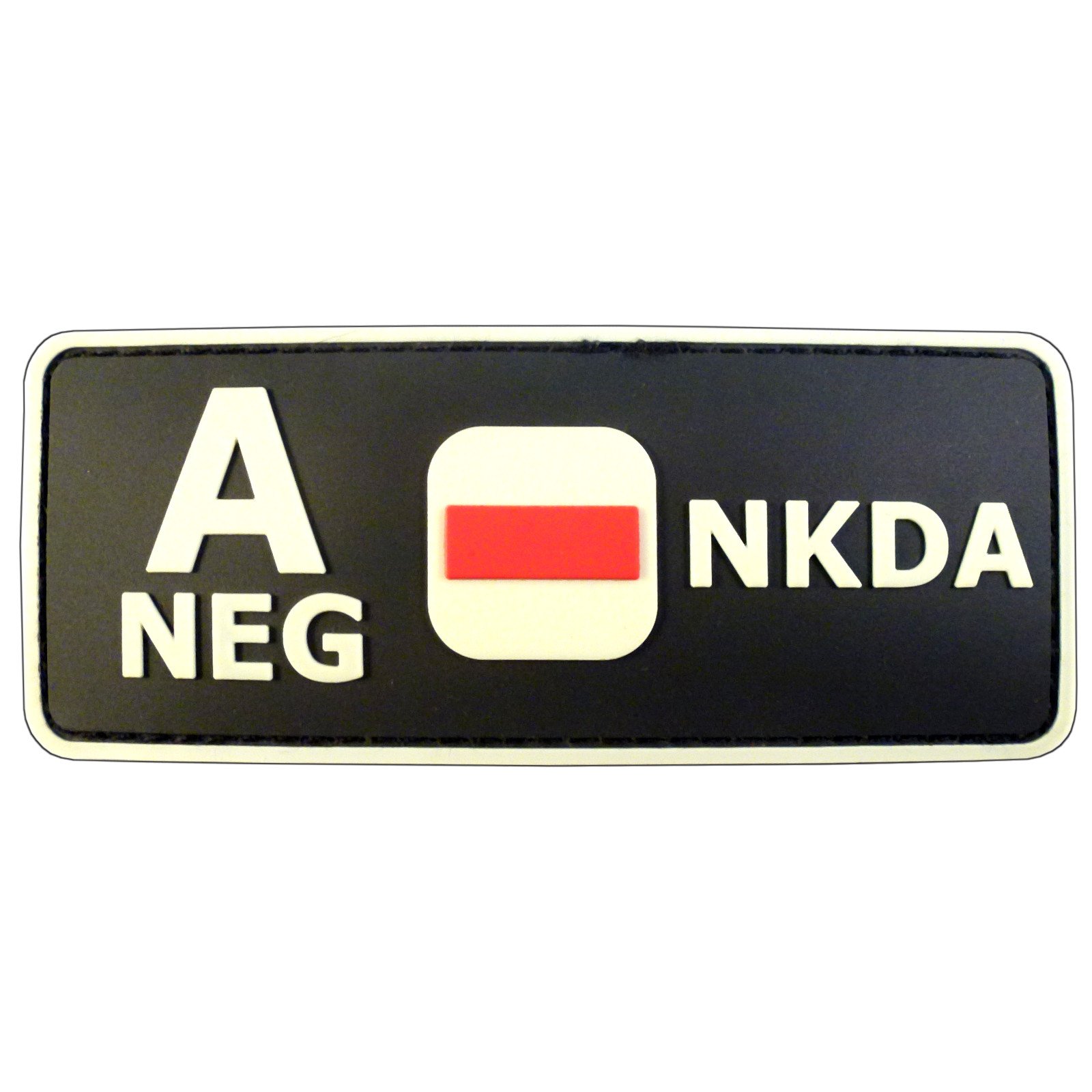 Glow Dark A NEG Blood Type NKDA Combat Tactical PVC Rubber 3D GITD Touch Fastener Patch