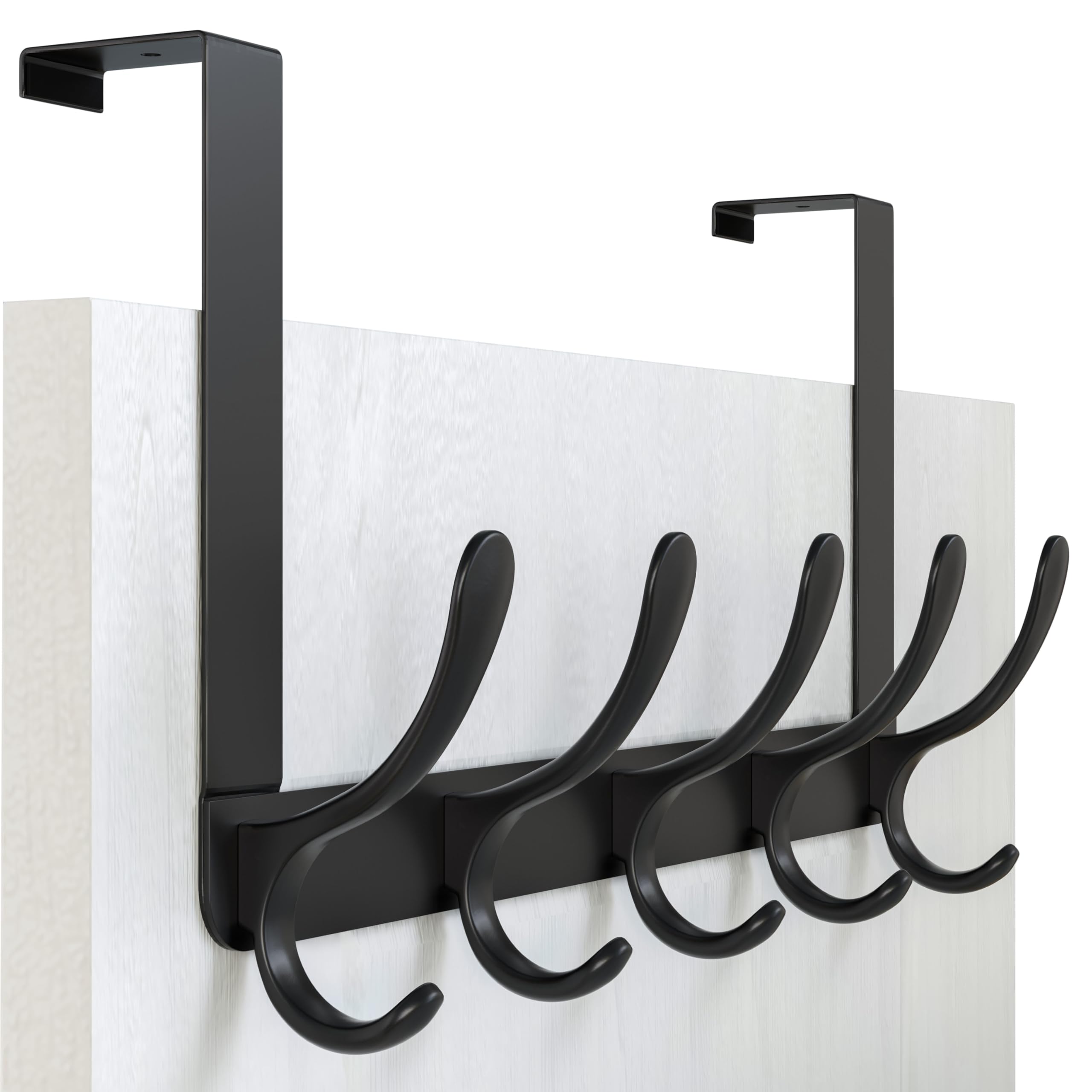 WEBI Over The Door Hooks for Hanging,Door Hanger,Over The Door Towel Rack Coat Rack for Towels,Clothes,Bathroom,Black