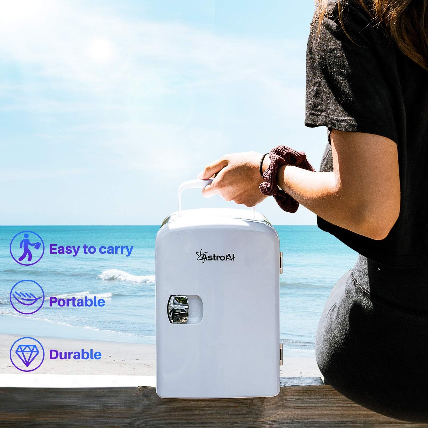 AstroAI Mini Fridge 4 Liter/6 Can AC/DC Portable Thermoelectric Cooler and Warmer for Skincare, Foods, Medications, Home and Travel, White: Automotive