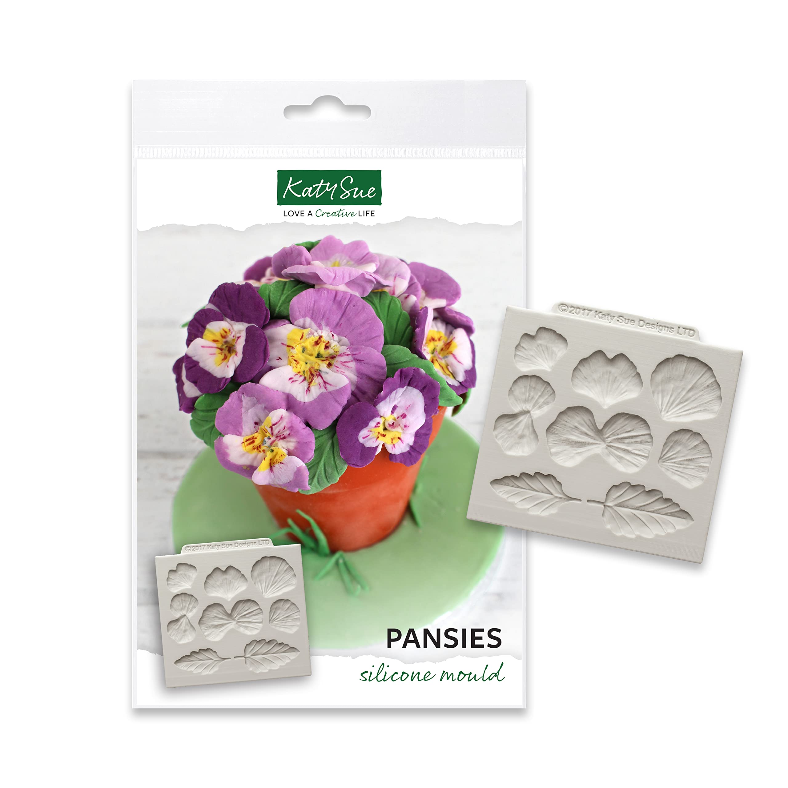 Katy Sue Pansies Silicone Mould for Cake Decorating & Craft. A Pansy Flowers Mould to Use with Fondant, Sugar Paste, & Air Drying Clay from Katy Sue Designs Fondant Moulds