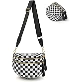 MOETYANG Checkered Crossbody Bum Bags for Women, Spacious Nylon Bum Bag witn Adjustable Shoulder Strap
