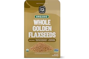 FGO Organic Whole Golden Flax Seeds, 2 Pound / 32oz Bulk Resealable Pouch, For Baking, Cooking & Smoothies, Sproutable, Grown in USA & Canada (Pack of 1)