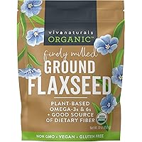 Organic Ground Flaxseed - Premium Quality Plant-Based Protein and Vegan Omega 3 with Fiber, Perfect for Smoothies, Finely Mil