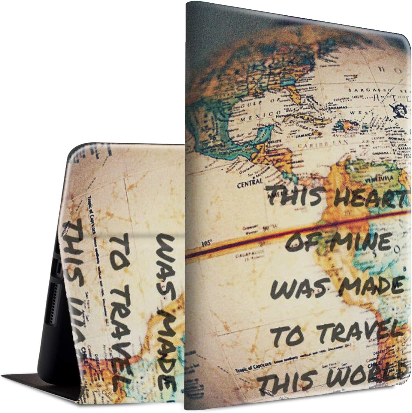 Case for New iPad 8th/7th Generation, iPad 10.2 2020/2019 Case, Spsun Lightweight PU Leather Cover Adjustable Stand with Auto Wake/Sleep Smart Protect Case - World Map