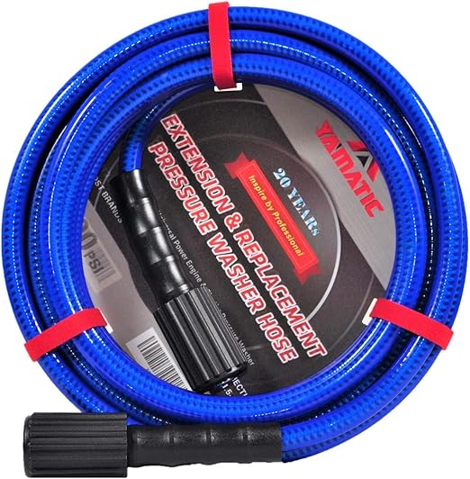 YAMATIC Ultra Flexible Pressure Washer Hose 3200 PSI 1/4" x 50 ft with M2214mm