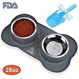Pecute Gamelle pour Chat et Chien 28 oz/800ml Gamelle en Acier Inoxydable Base A