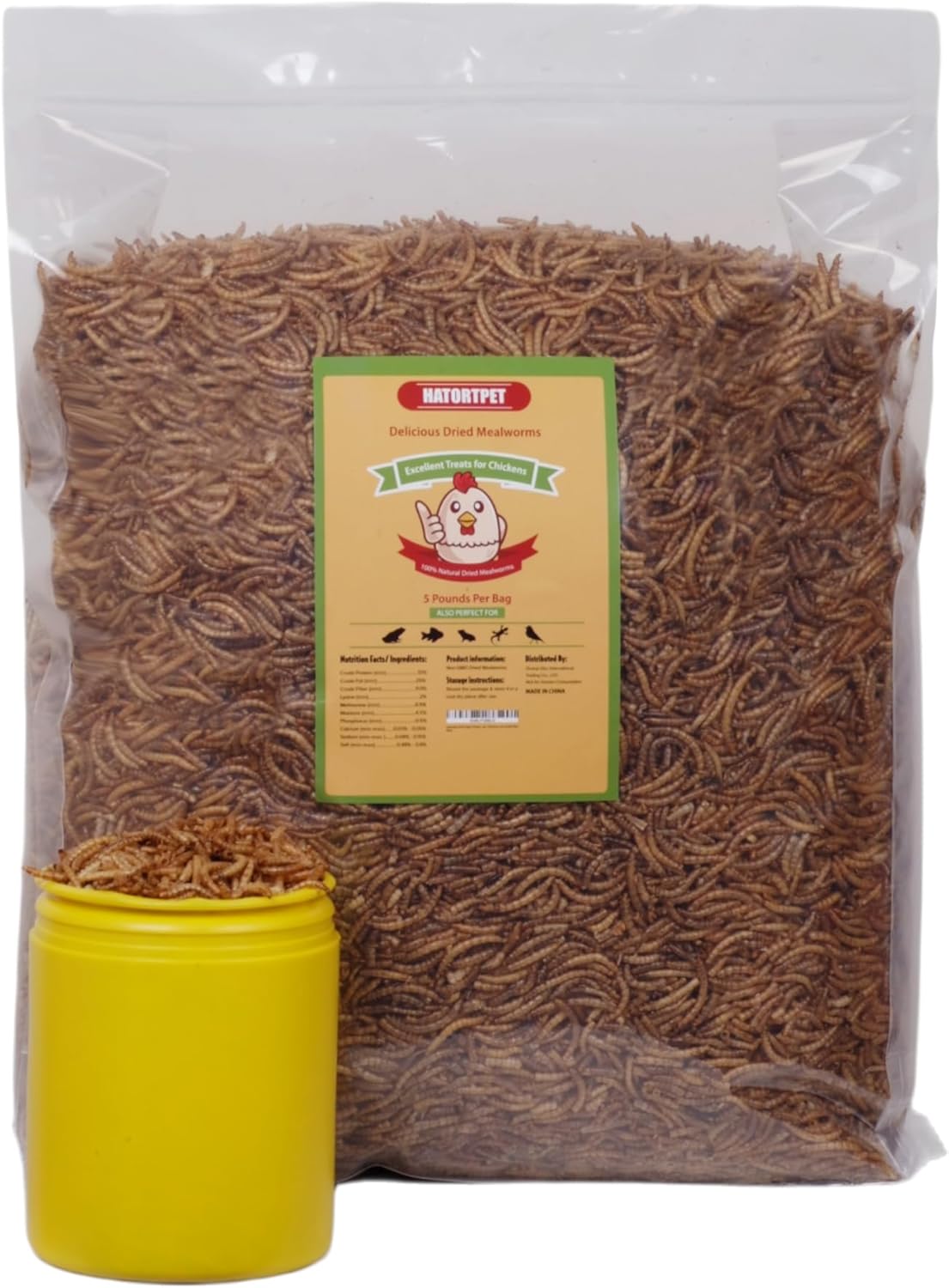 Backyard Birding & Wildlife - Hatortpet 5LB High Protein Dried Mealworms for Birds, Chickens and Small Pets