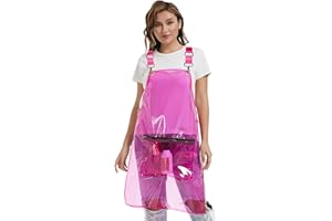 MIKI WELL Hair Stylist Apron with pocket - Waterproof Transparent Salon Apron,One-Size-Fits-Most, Adjustable webbing