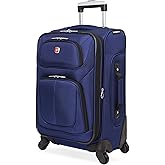 SwissGear Sion Softside Expandable Luggage – Carry-On Suitcase with 360 Degree Wheels & Retractable Handle – 21 Inch, Perfect for 1-3 Night Trips – Blue