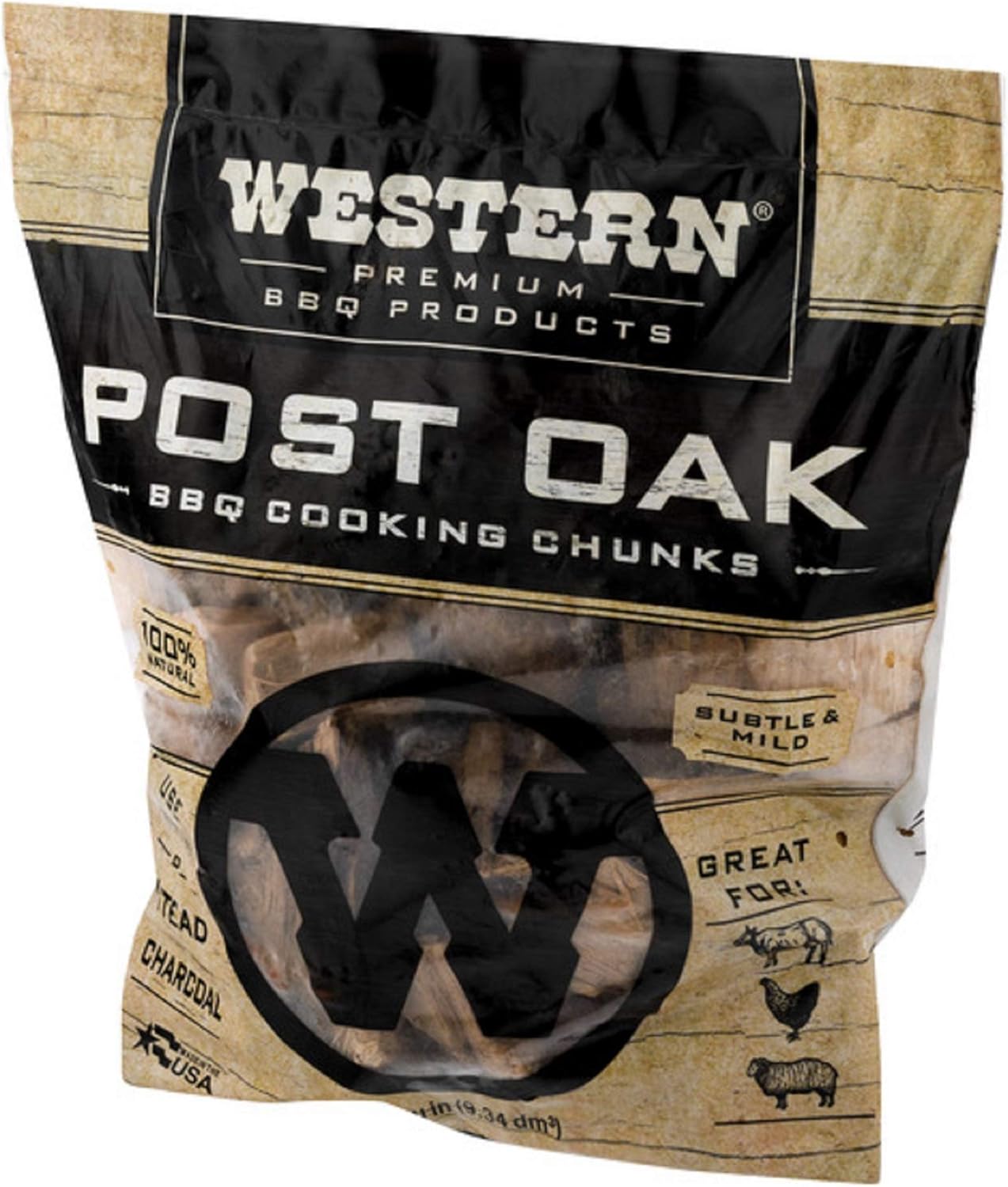 Western Premium BBQ Products Post Oak BBQ Cooking Chunks, 570 cu in : Smoker Chips : Garden & Outdoor