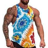 Nepsulanx Mens Rainbow Tie Dye Tank Tops Sleeveless Summer Tops Big and Tall Gym Workout Muscle Tee Tops