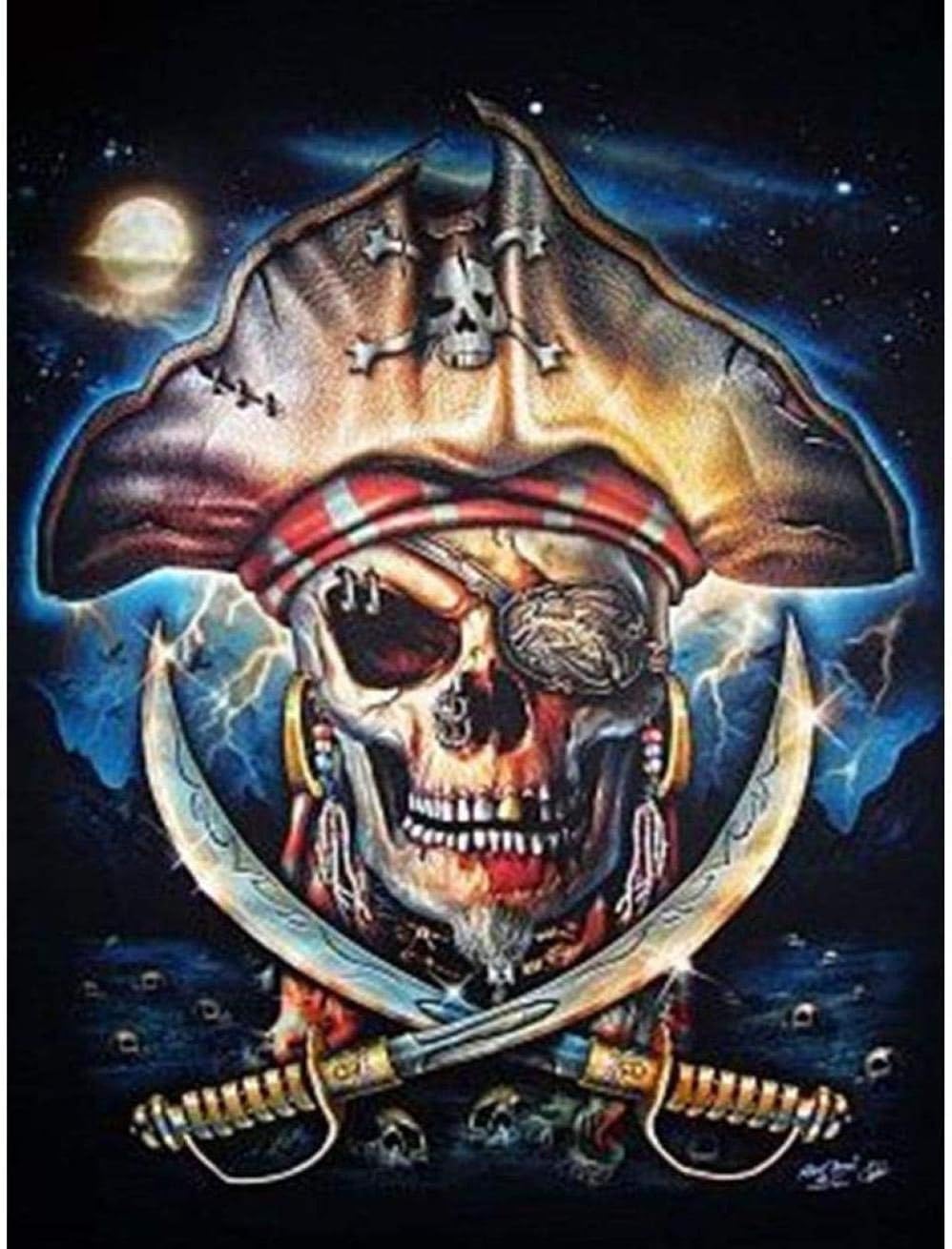 WAYATI 5D Diamond Painting Kits for Adults Kids Set Full Drill Diamond Cross Stitch Arts Craft for Home Wall Decor Pirate Skull 11.8 × 15.7in 1 Pack by