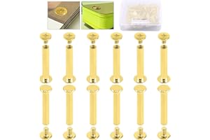 Hilitchi 50-Sets M5 Brass Plated Phillips Chicago Screw Posts Binding Screws Assortment Kit for Scrapbook Photo Albums Binding, Leather Repair - Gold (M5 x 30mm-50Sets)