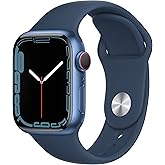 Apple Watch Series 7 (GPS + Cellular, 41MM) - Blue Aluminum Case with Abyss Blue Sport Band (Renewed Premium)