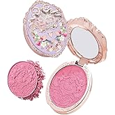 Flower Knows Strawberry Rococo Embossed Blush,Mauve Berry Rose Matte Powder Blush for Cheeks,Buildable & Blendable Face Makeup,Long-Lasting Cute Make Up for Women & Girls,0.16 Oz(G02 Little Cranberry)
