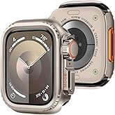 Bisikor 2 in 1 Metal Case Compatible with Apple Watch Series 9/Series 8/Series 7 45mm, Rugged Shockproof Metal Bumper Case with Back Cover for iWatch 45mm (Titanium)