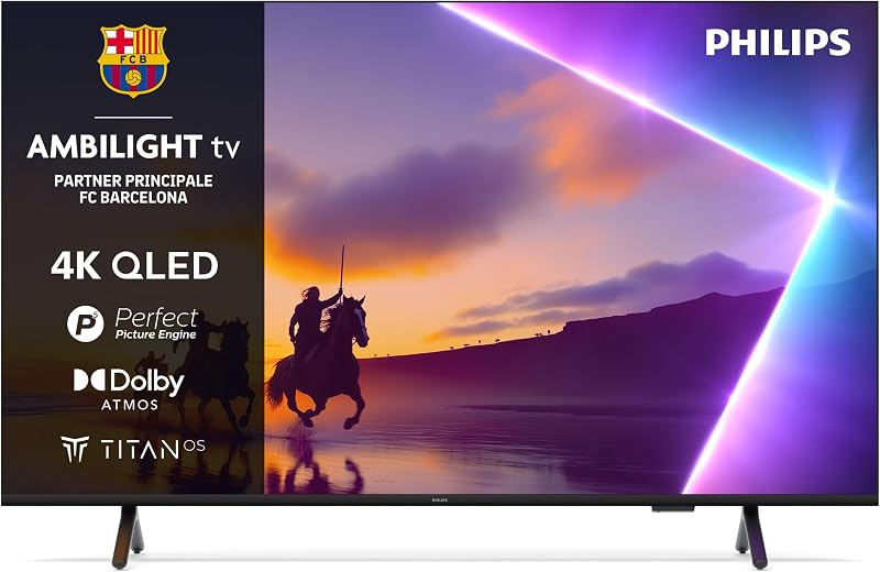 Ambilight 75PUS8510 4K QLED Smart TV - Display 75’’ con piattaforma Titan OS, Pixel Precise Ultra HD e Dolby Atmos Sound - Funziona con Alexa e Google Voice Assistant
