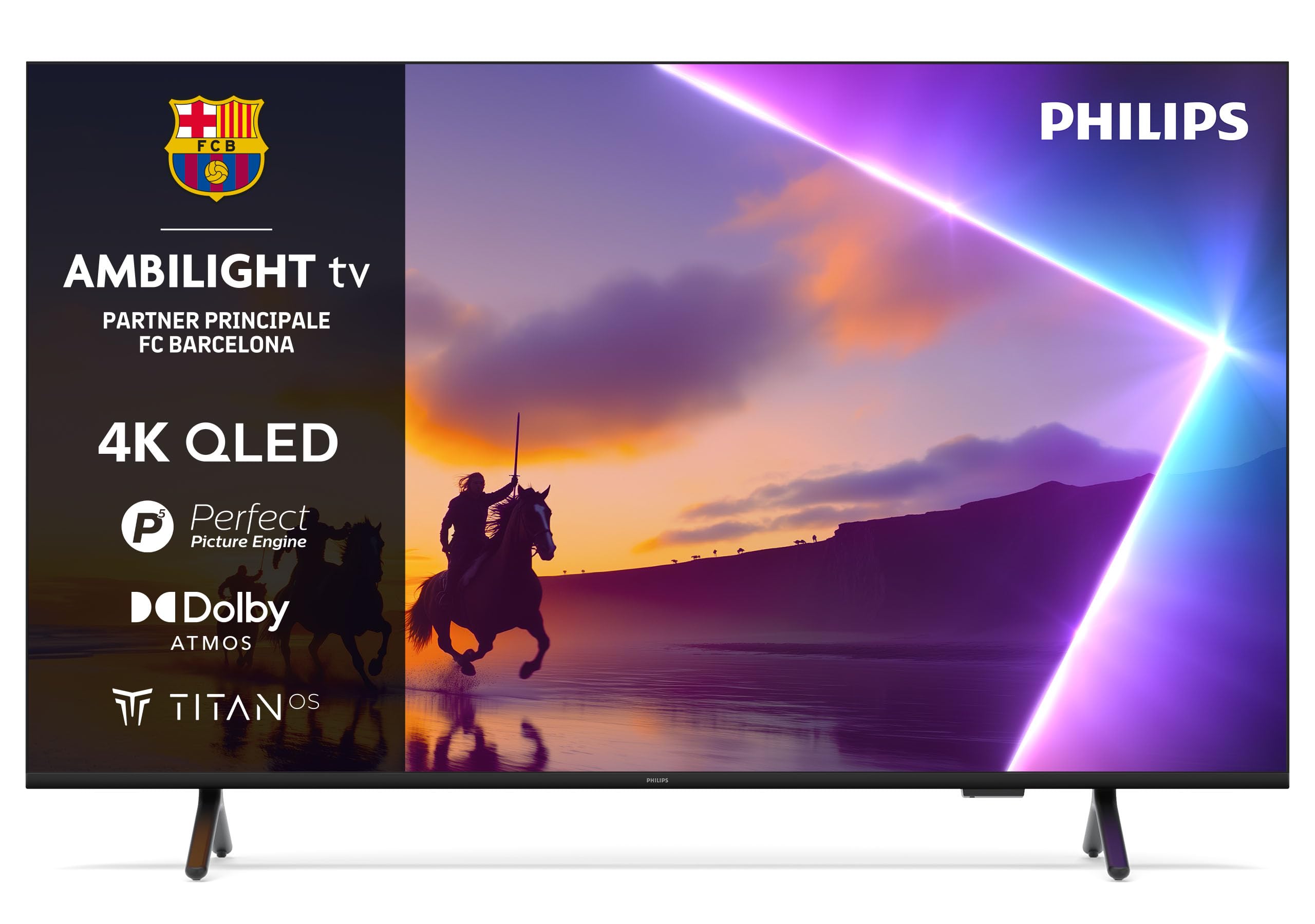 Philips Ambilight 65PUS8510 4K QLED Smart TV - Display 65’’ con piattaforma Titan OS, Pixel Precise Ultra HD e Dolby Atmos Sound - Funziona con Alexa e Google Voice Assistant