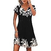 ETCYY Women's Casual Dress Short Sleeve Sundresses Vacation Summer Dresses 2026 Beach Spring A-Line Tshirt Dress with Pockets