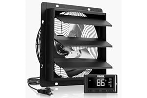 VEVOR 10 inch Shutter Exhaust Fan, Wall Mounted Attic Vent Fan with Smart Programming Variable Speed Temperature Control, 100