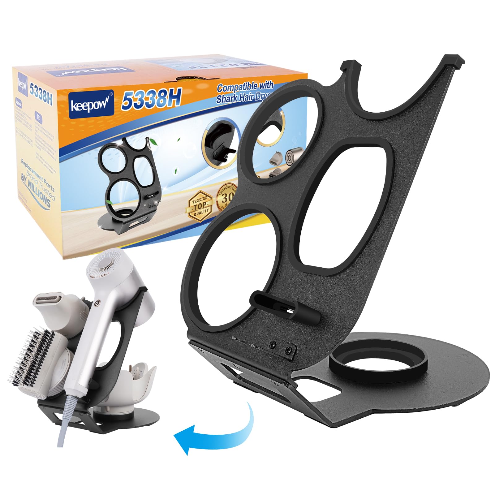 Photo 1 of KEEPOW Hair Dryer Holder Stand Compatible with Shark HyperAir, Blow Dryer Holder for HD112BRN HD125CO HD112GNBRN HD112PKBRN, Hair Dryer Stand for Bedroom Bathroom Organizers and Storage