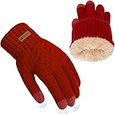 HRUTANE Womens Winter Gloves Cold Weather Warm Knit Touchscreen Fingers Elastic Cuff Soft Lining Thermal Dual Layer Glove
