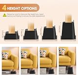 MYMULIKE Bed Risers 4 Inch Heavy Duty Up to 6000 Lbs L Shape 4 Pack Black view 3
