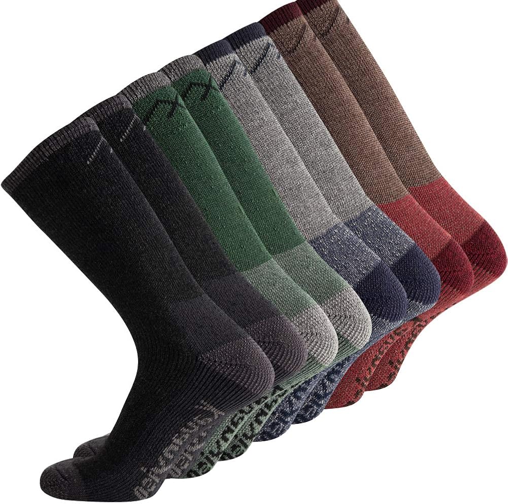 KAVANYISO Men's Thermal Merino Wool Hiking Socks Breathable Athletic Crew Thicken: Clothing