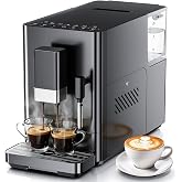 Kismile 20 Bar Automatic Espresso Machine, All-in-One Grind and Brew Coffee Maker with Built-in Grinder, Cappuccino Machines with Milk Frother, One-Touch Americano and Lattes for Home/Office/Gift