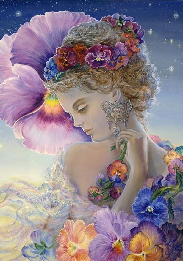 WLJWFF 5D Diamond Painting Art Kits für Erwachsene, Josephine Wall PansyDIY 5D Square Full